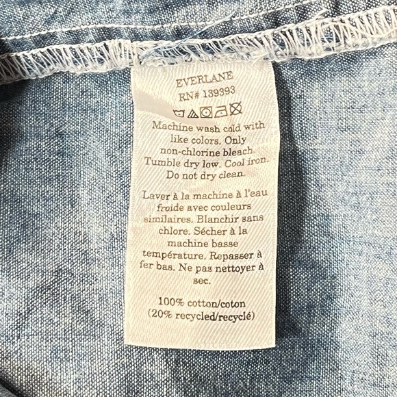 Everlane Relaxed Organic Cotton Chambray Long Sleeve Button Down Shirt Medium - Picture 8 of 11